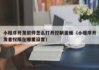 小程序开发软件怎么打开控制面板（小程序开发者权限在哪里设置）